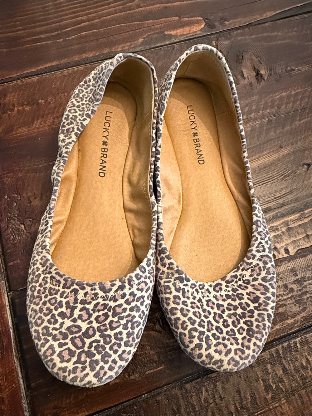 Lucky Brand Leopard-Print Ballet Flats in Tan and Black size 8